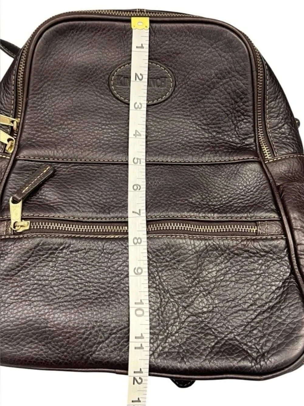 King Ranch Classic Dark Brown Leather 2 Compartments Adjustable Straps Backpack